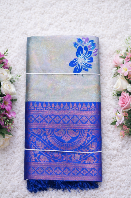 KANHARA ELANIL PATTU SAREE (SILVER GREY)