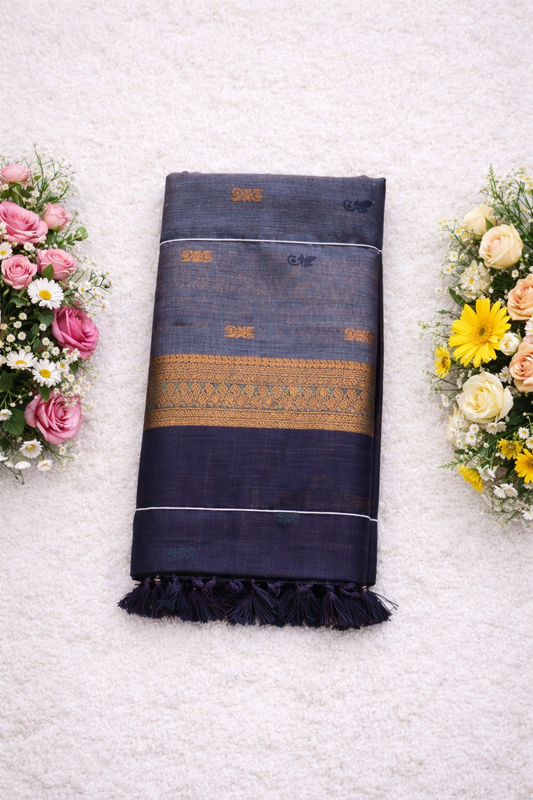 KANHARA KALYANI PREMIUM COTTON SAREE (GREY)