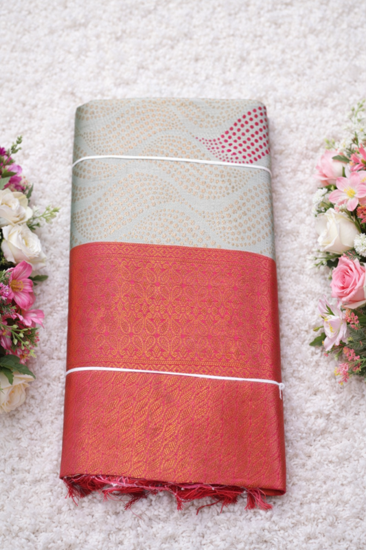 KANHARA ELANIL PATTU SAREE (PASTEL GREY)