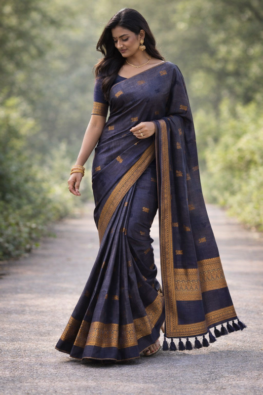 KANHARA KALYANI PREMIUM COTTON SAREE (GREY)