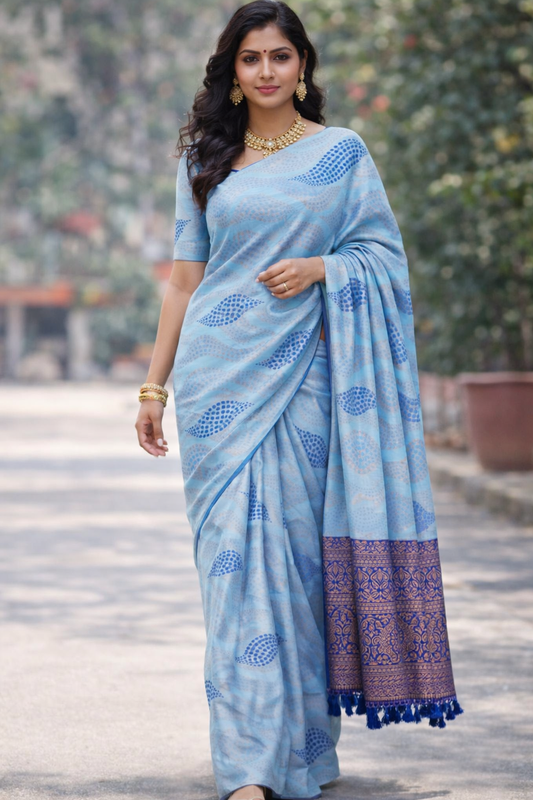 KANHARA ELANIL PATTU SAREE (SKY BLUE)