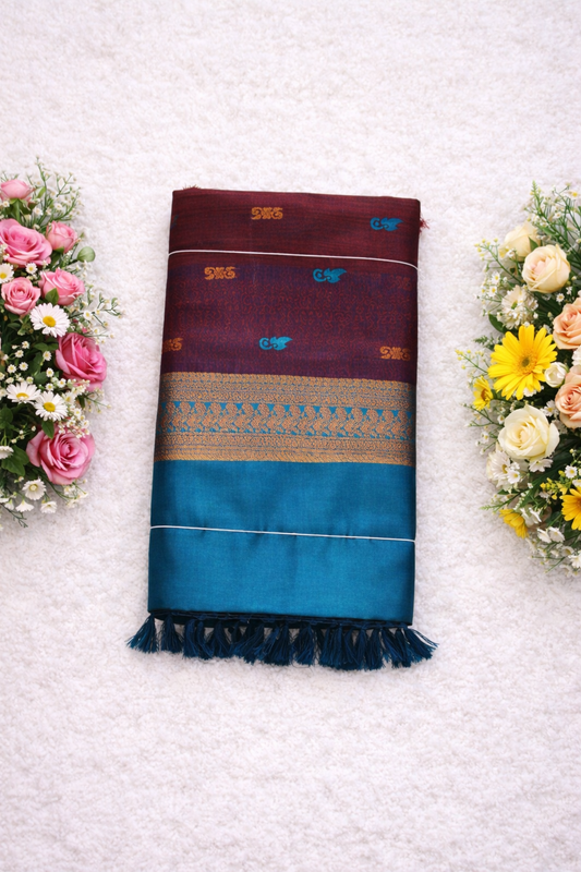 KANHARA KALYANI PREMIUM COTTON SAREE (MAROON)