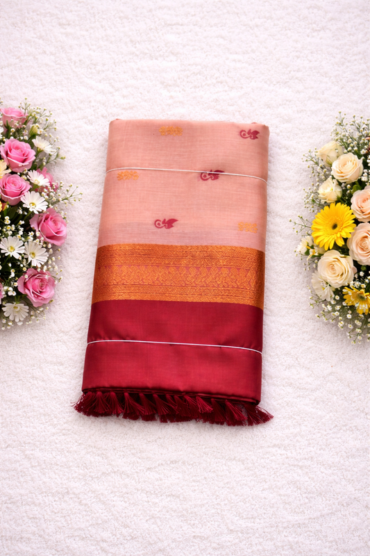 KANHARA KALYANI PREMIUM COTTON SAREE (PEACH)