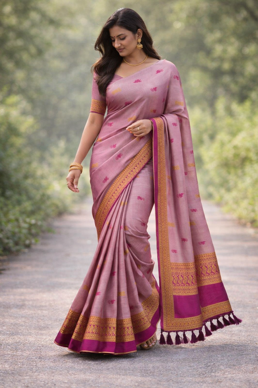 KANHARA KALYANI PREMIUM COTTON SAREE (PEACH)