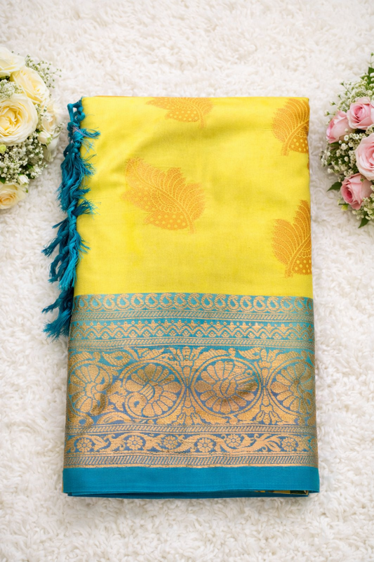 KANHARA KANCHI SOFT PATTU SAREE (LEMON YELLOW)