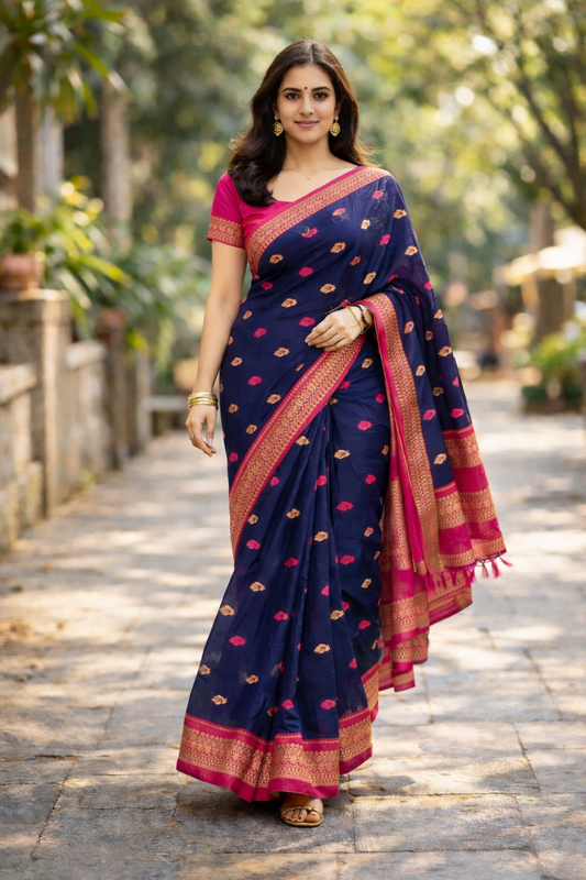 KANHARA KALYANI PREMIUM COTTON SAREE (MAGENTA)