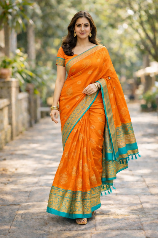 KANHARA KANCHI SOFT PATTU SAREE (WARM ORANGE)